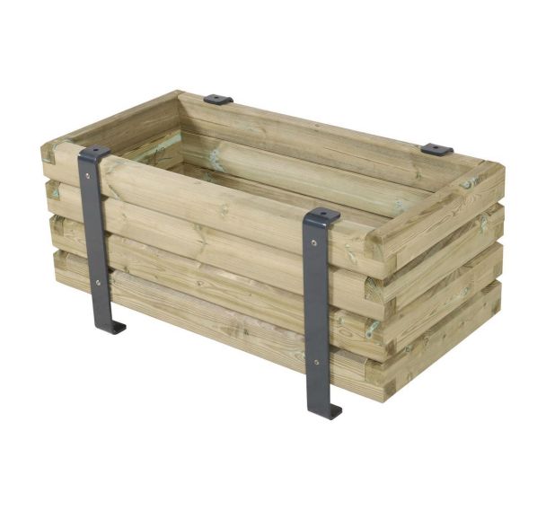 Jardinière Lycos 100x51x48cm pin piètement acier galva laqué gris 7016