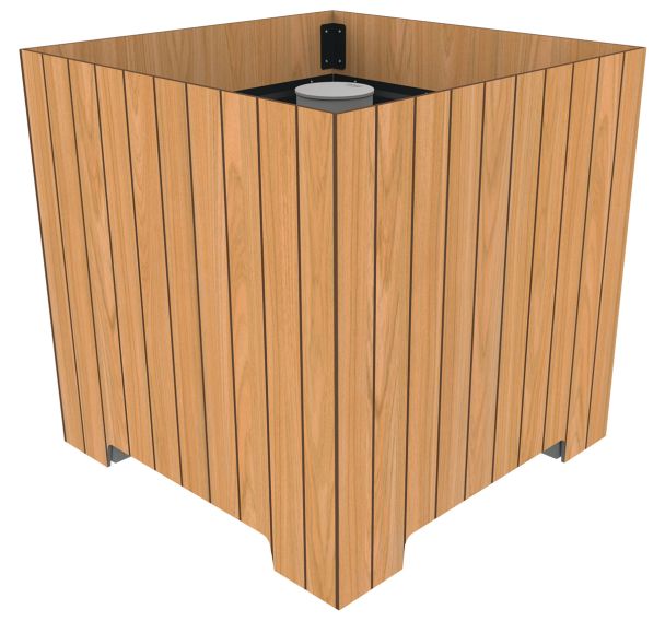 Jardinière STOPY anti bélier béton + métal/teck effet lames - BUTON DESIGN