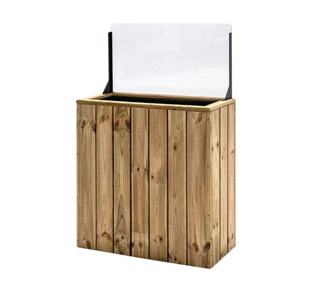 Jardinière autoportante larg.75cm avec pare vent