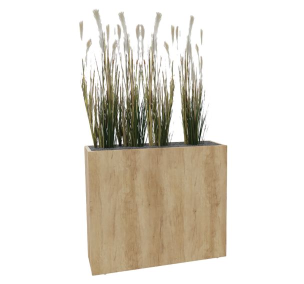 Jardinière haute BOSCO en bois roulettes composition Herbes Sauvage-Genexco