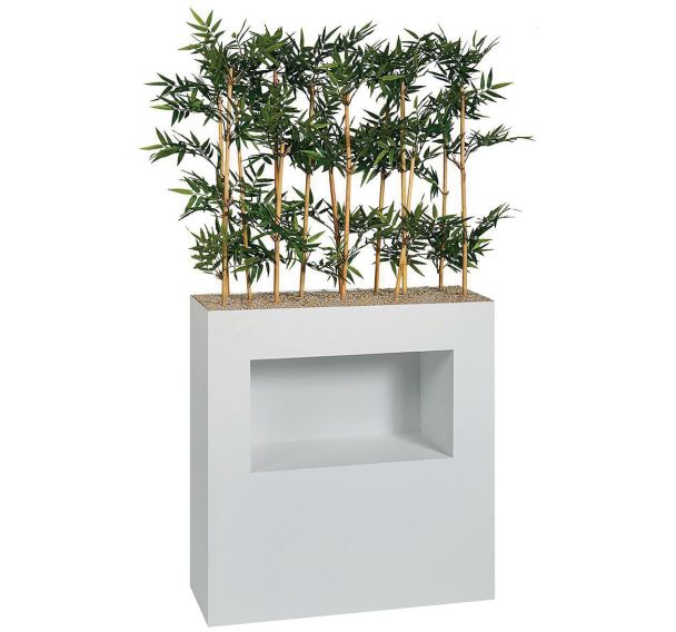 Jardinière métal sur patins M1 avec niche hauteur 90 cm Bambous