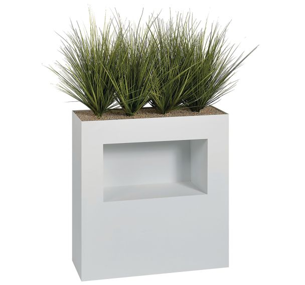 Jardinière métal sur patins M1 et niche H 90 cm Graminées