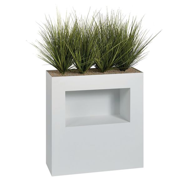 Jardinière métal sur patins et niche H 90 cm Graminées