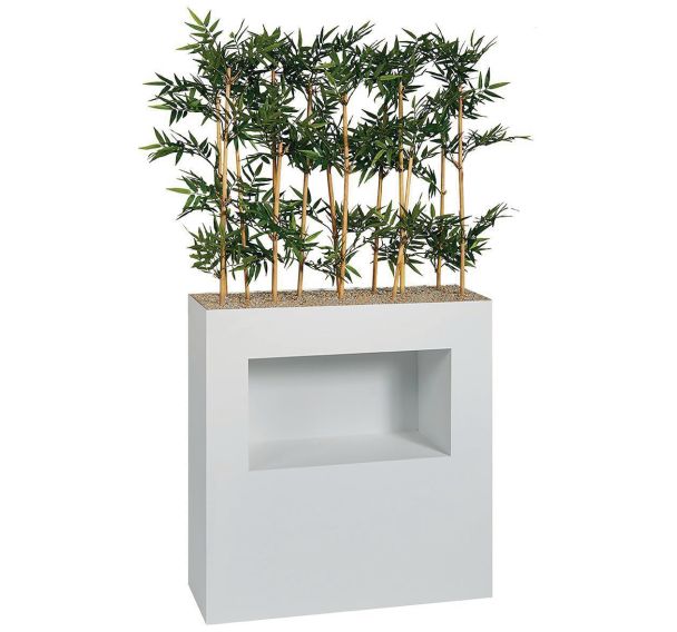 Jardinière métal sur roulettes M1 avec niche hauteur 90 cm Bambous