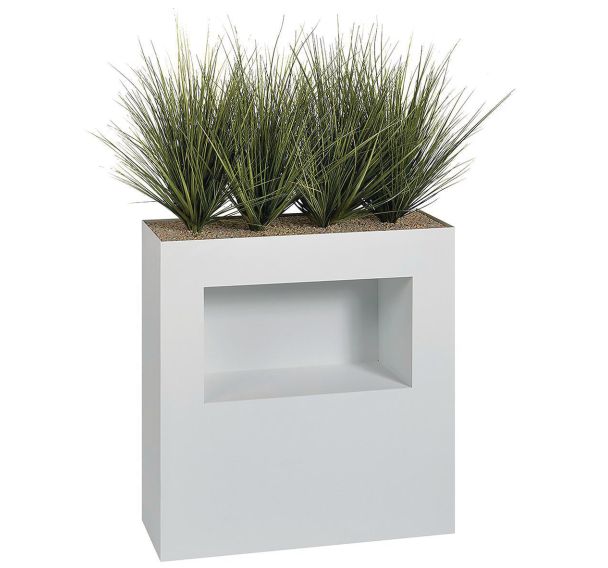 Jardinière métal sur roulettes M1 et niche H 90 cm Graminées