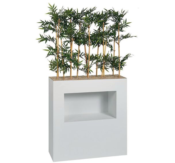 Jardinière métal sur roulettes avec niche hauteur 90 cm Bambous