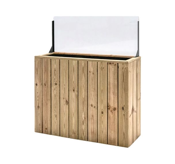 Jardinière autoportante larg.100 cm avec pare vent