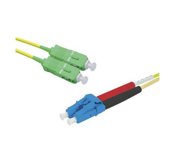 Jarret. opt. duplex mono. OS2 9/125 SC-APC/LC-UPC jaune-10 m