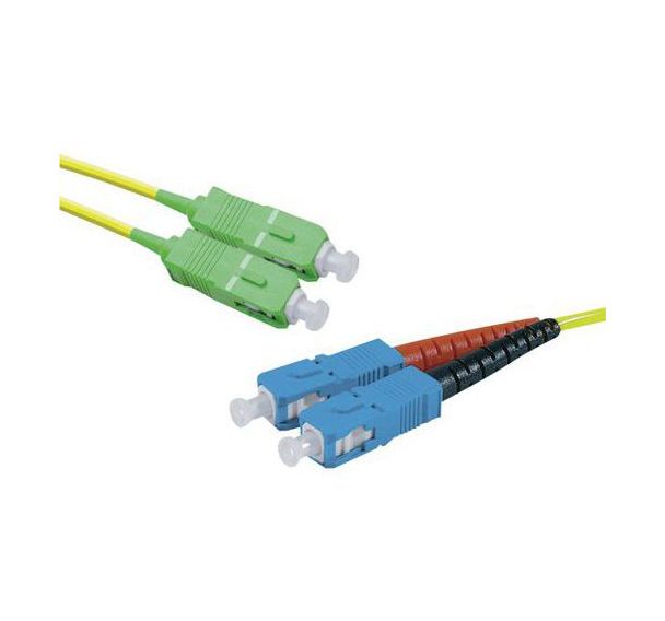 Jarret. opt. duplex mono. OS2 9/125 SC-APC/SC-UPC jaune-10 m