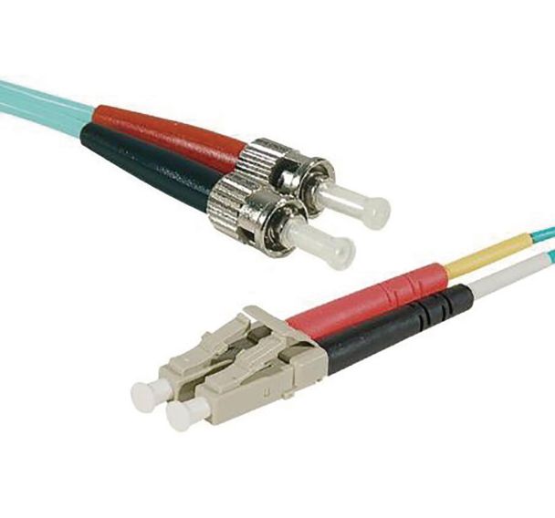 Jarretière optique 15m aqua multi OM3 50/125 LC-UPC/ST-UPC