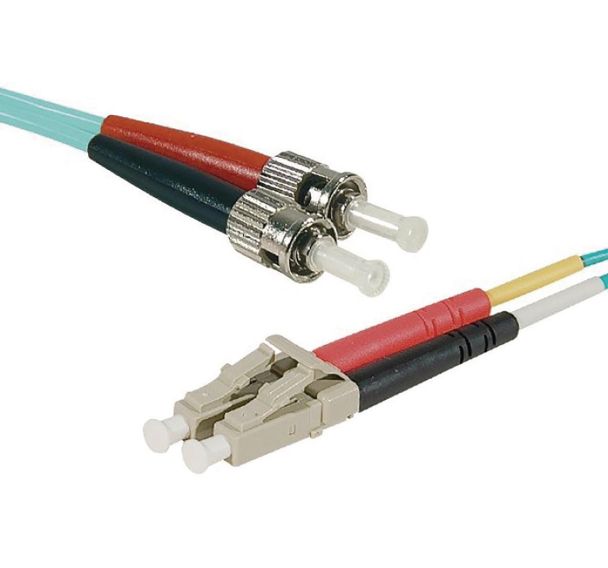 Jarretière optique duplex HD multi OM3 50 125 LC-UPC ST-UPC aqua