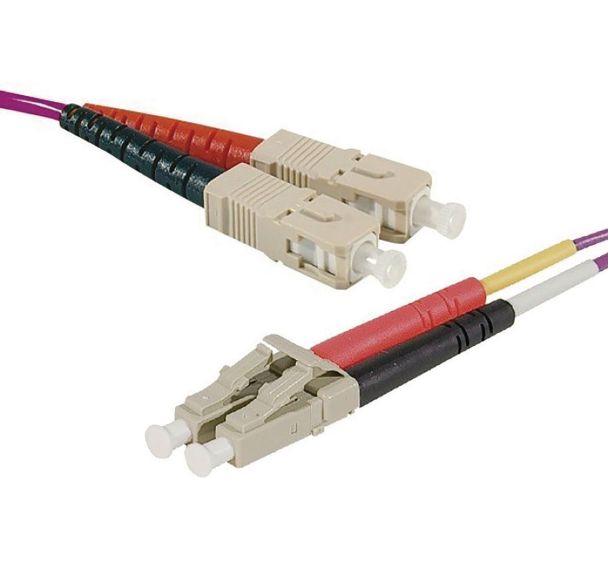 Jarretière optique duplex HD multi OM4 50 125 SC-UPC LC-UPC erika