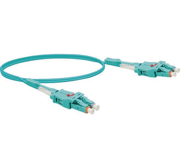 Jarretière optique duplex UHD uniboot OM3 50 125 LC-UPC LC-UPC aqua