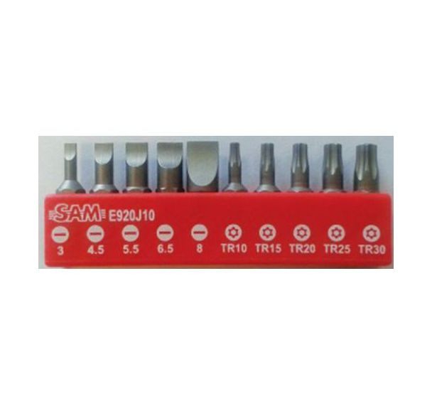 Jeu 10 embouts vissage pour materiaux durs fente - torx