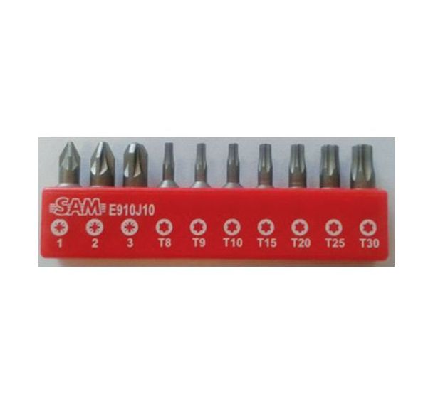 Jeu 10 embouts vissage pour materiaux durs pozidriv - torx