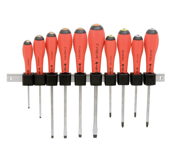 Jeu 10 tournevis 6 fente+2 ph+2 pz / réglette