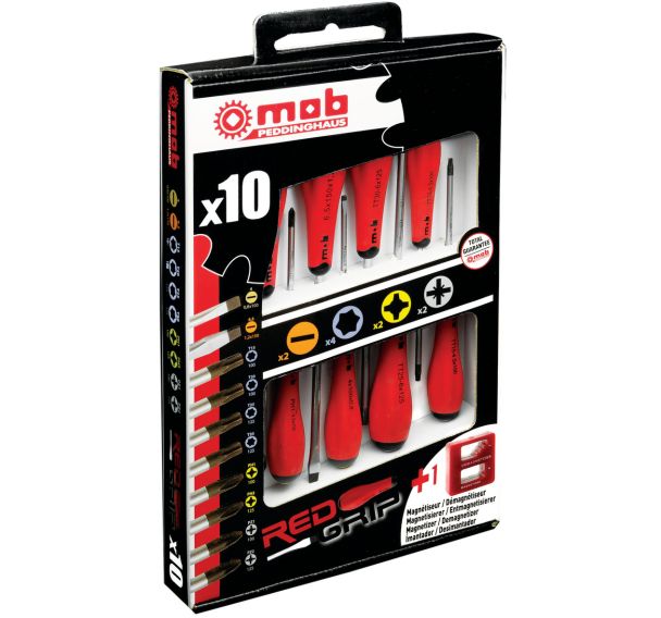 Jeu 10 tournevis redgrip 2 f + 4 torx + 2 ph+2 pz