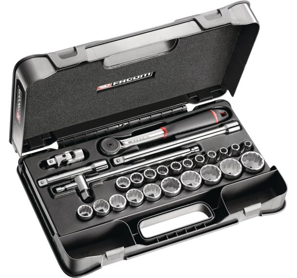 Jeu 26 pièces, douilles 1/2'' 12 pans métriques