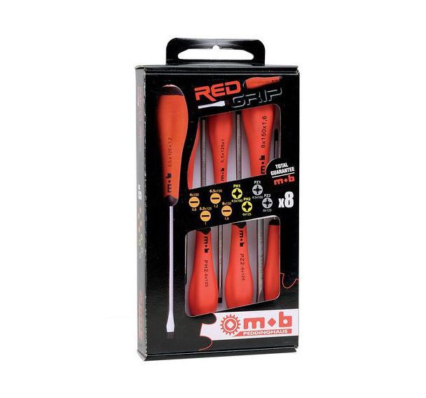 Jeu 8 tournevis rouge (4f+2ph+2pz) redgrip