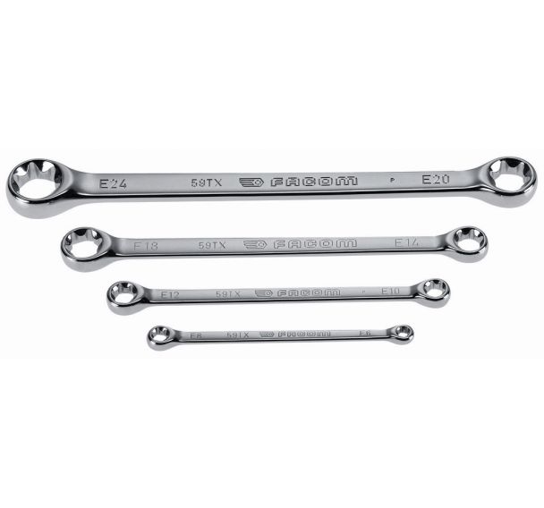 Jeu de 4 clés à oeil droites profil Torx_59TX.J4