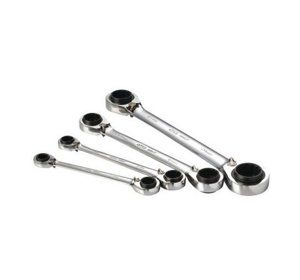 Jeu de 4 cles polygonales a cliquet 4 en 1