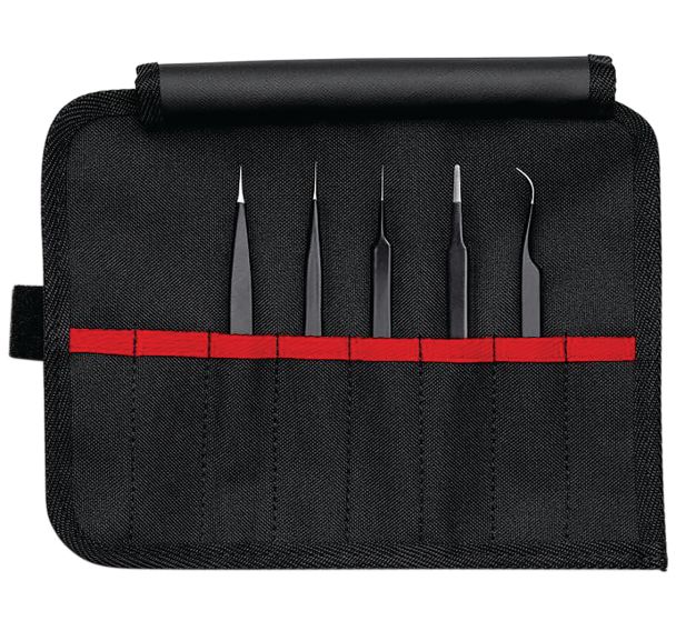 Jeu de 5 pinces brucelles ESD - Knipex