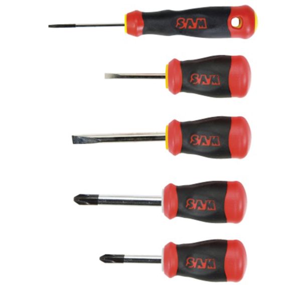 Jeu de 5 tournevis bi-matiere tom pouce fente et phillips