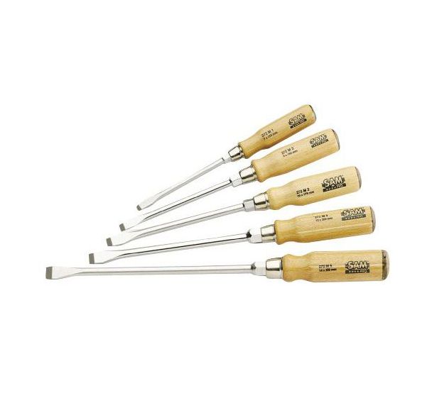 Jeu de 5 tournevis manche bois, fente mécanicien