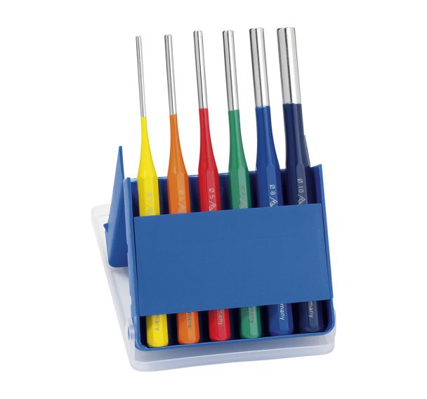 Jeu de 6 chasse-goupilles à manche couleur