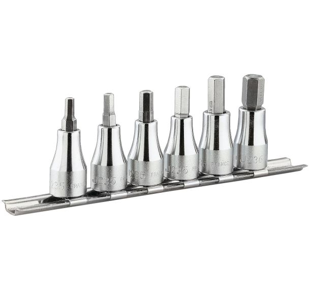 Jeu de 6 douilles Tournevis 3/8 pouces rack