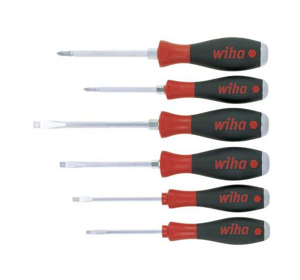 Jeu de 6 tournevis SoftFinish avec disque de frappe fente et Phillips