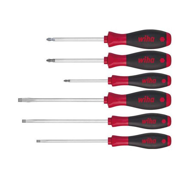 Jeu de 6 tournevis SoftFinish fente, Phillips, Pozidriv