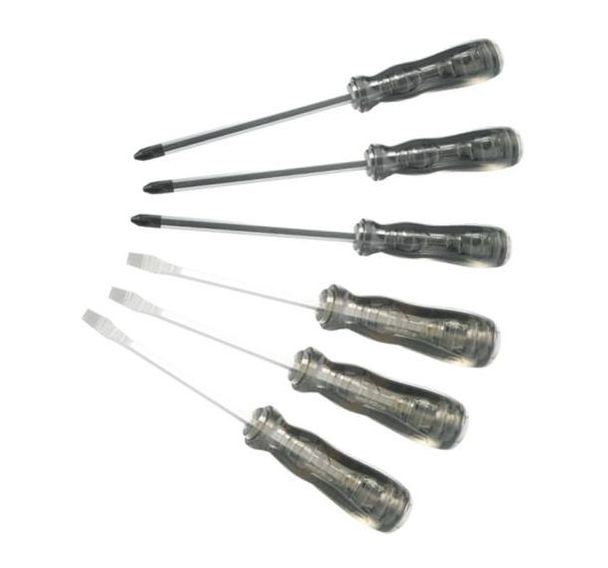 Jeu de 6 tournevis a frapper acetate fente et phillips