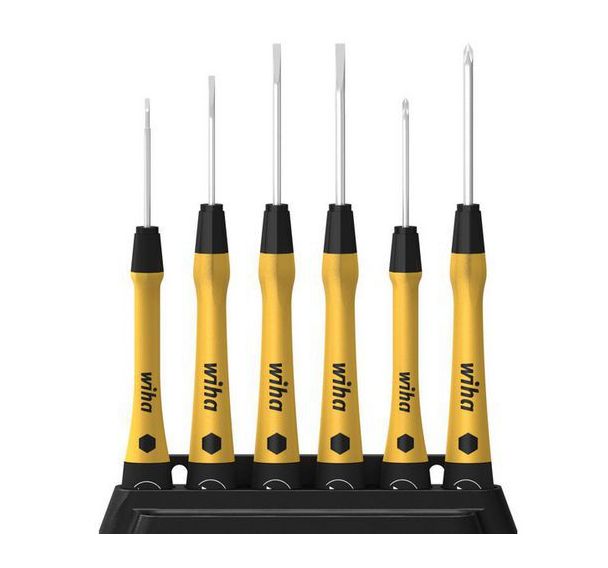Jeu de 6 tournevis de précision PicoFinish ESD fente, Phillips