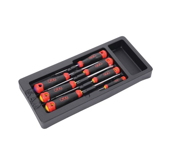 Jeu de 7 tournevis S1 fente et pozidriv en module ABS