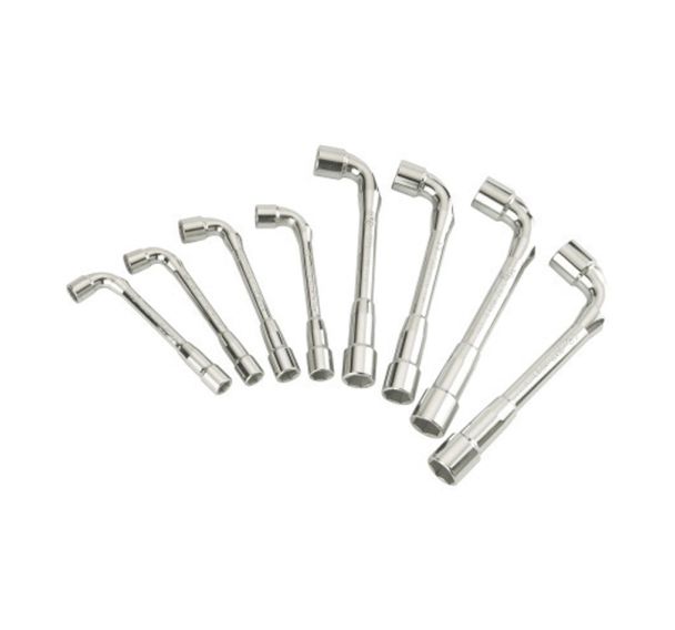 Jeu de 8 clés à pipe débouchées 6 x 6 pans - Capacite : 10 à 19 mm