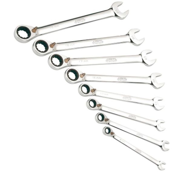 Jeu de 8 cles mixtes a cliquet