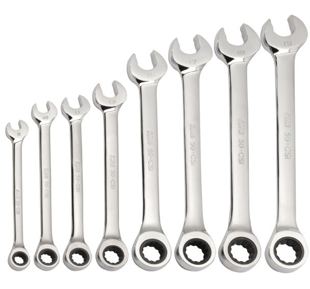 Jeu de 8 clés mixtes à cliquet en mm