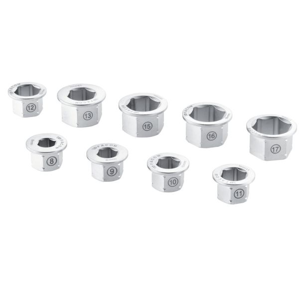 Jeu de 9 bagues réductrices pour clé polygonale à cliquet 464.M14X19