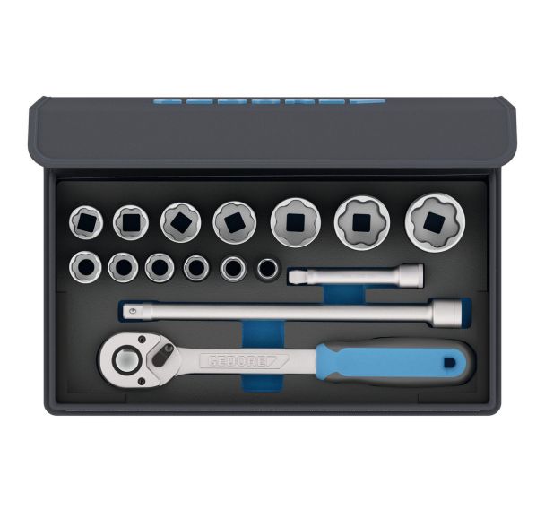 Jeu de clés à douille 1/2'' 16 pièces