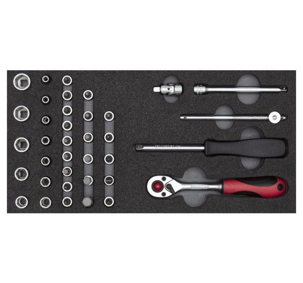 Jeu de clés à douille 1/4 2/6 CT module 37 pcs