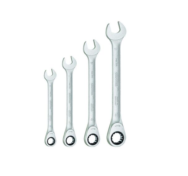 Jeu de clés à fourche avec cliquet à anneau 4 pcs