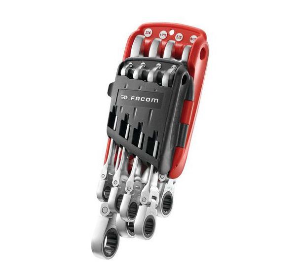 Jeu de clés mixtes articulées à cliquet en pouces sur étui