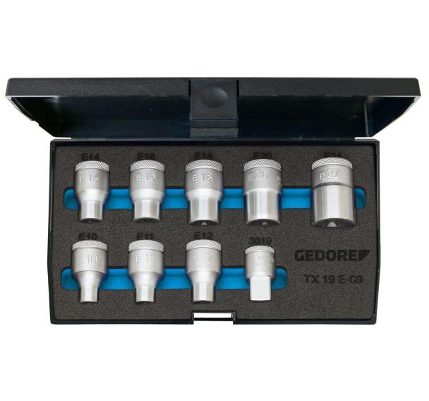 Jeu de douilles 1/2'' 9  pièces TX E10-E24