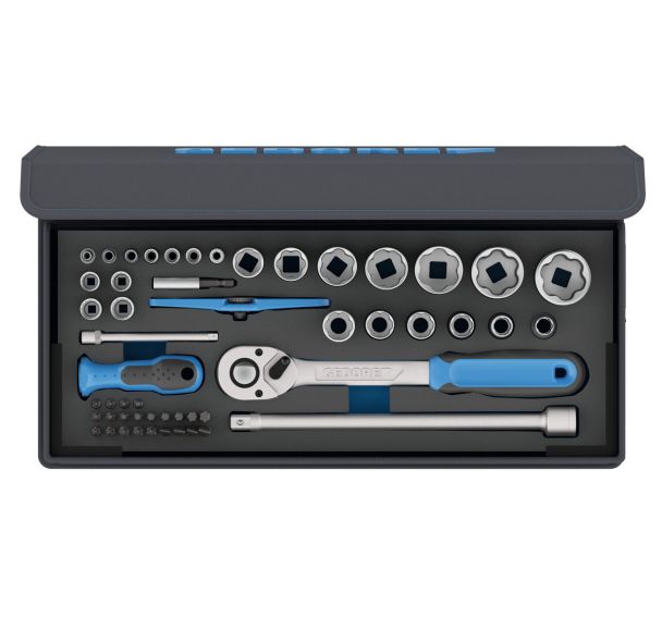 Jeu de douilles 1/4''''-1/2'''' dans un sac en textile de 52  pièces