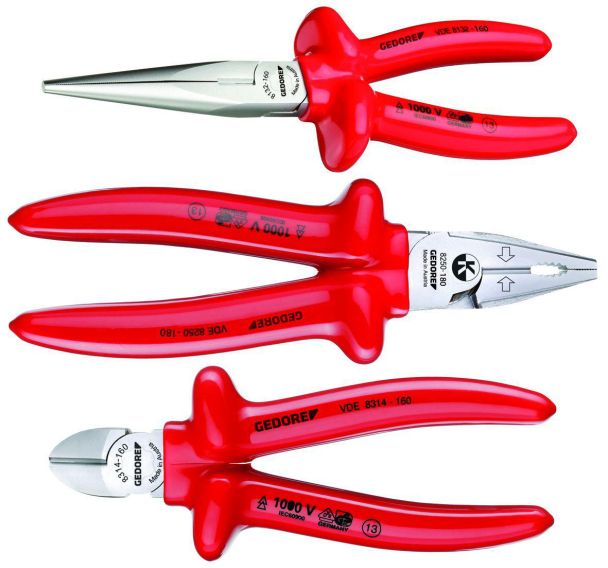 Jeu de pinces VDE avec isolation par trempage VDE 3 pcs