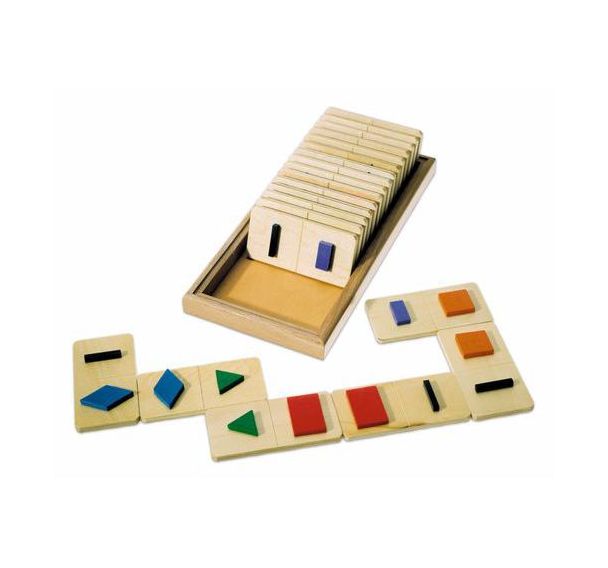 Jeu de reconnaissance visuelle et tactile de formes ou tridimensionnelles : domino tactile des formes