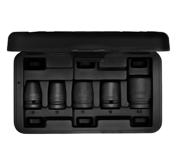 Jeu de tournevis électriques 1/2'' 5 pcs hexagone 10-24 mm