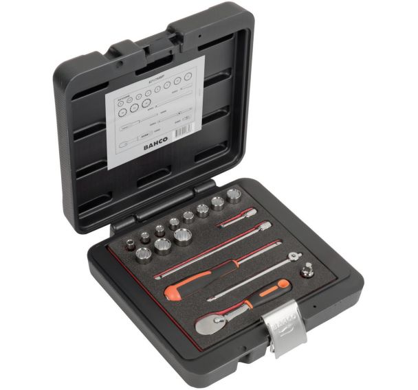 Jeu douilles 1/4" 12 pans et cliquet poire/rallonges