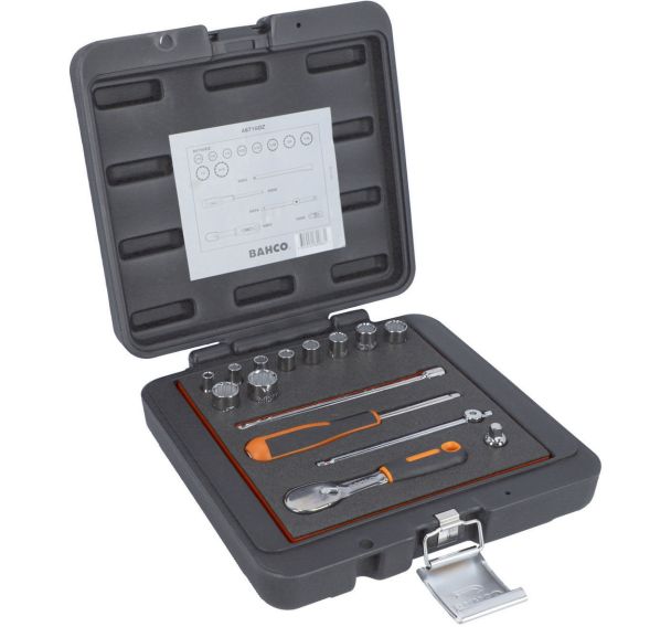 Jeu douilles 1/4" 12 pans pouces + cliquet 15  pièces